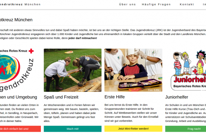 Bildschirmfoto unserer Übergangswebseite