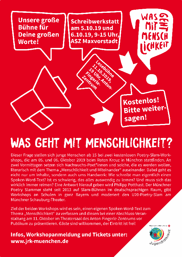 Am Freitag gehts weiter: 11.10.2019, 19 Uhr, Lesebühne »Was geht mit Menschlichkeit« im Anton-Fingerle-Zentrum, Schlierseestraße 47. Wir sehen uns!