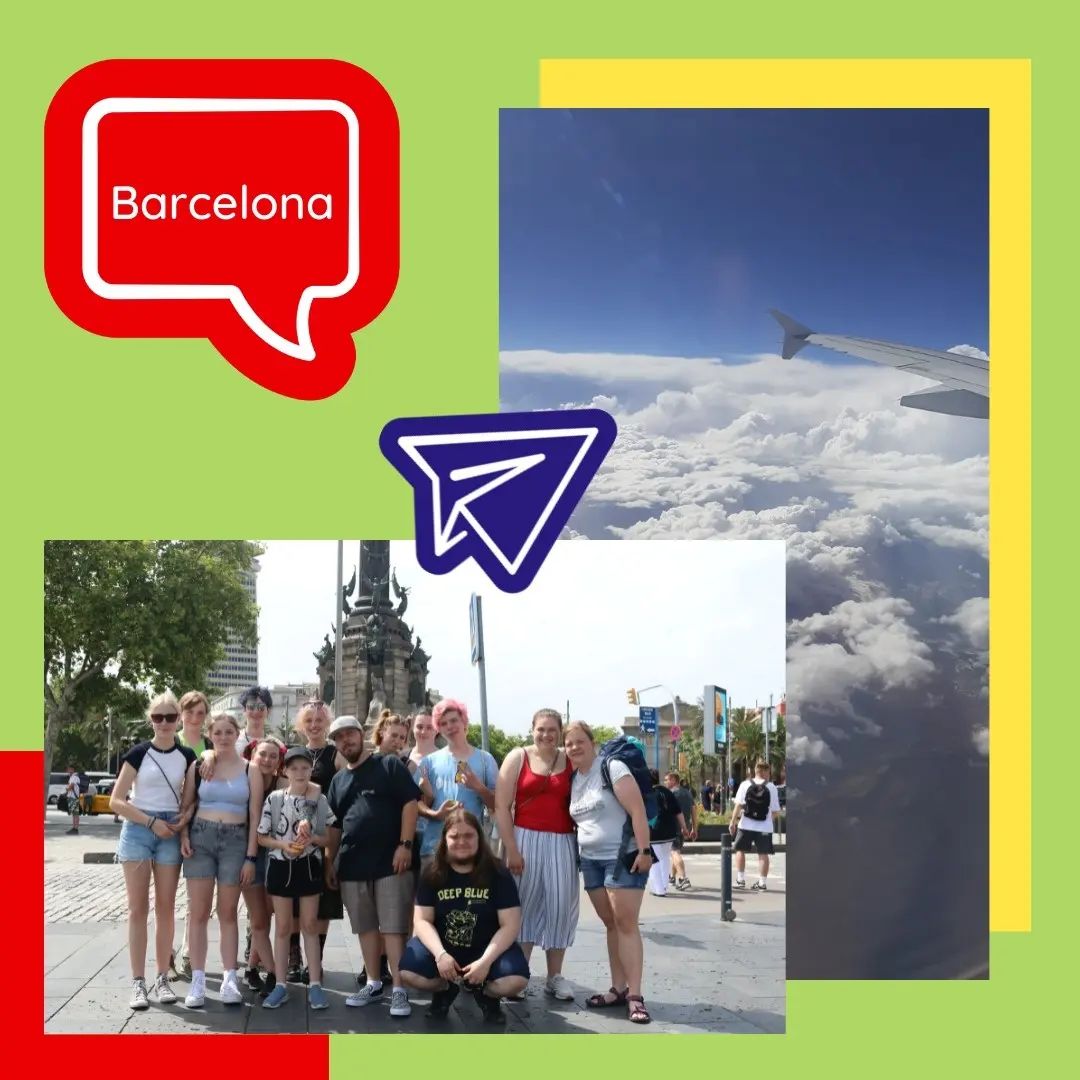 Gruppenbild mitten in Barcelona